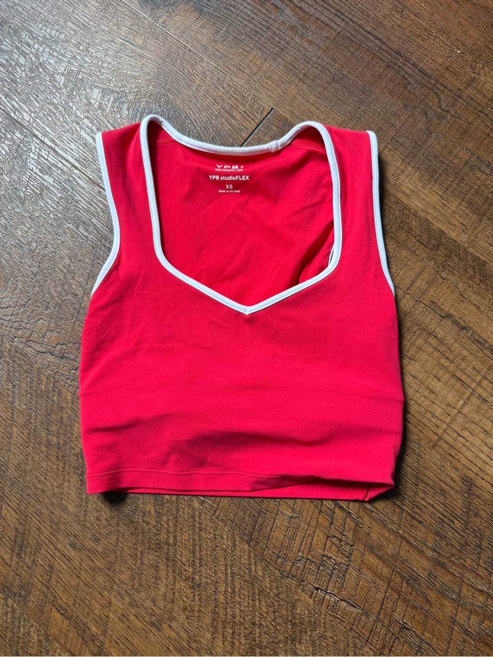 YPB Red Cropped V-Neck Tank with White Trim